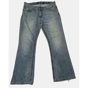 Seven7 Men's Bootcut Jeans Medium Wash Raw Hem Stretch Denim 5-Pocket Size 34x32